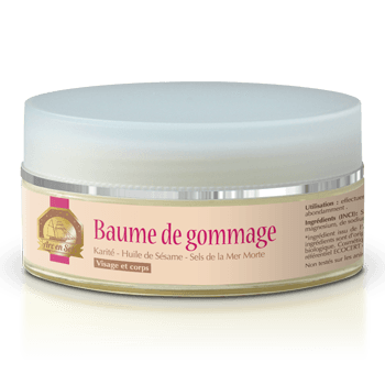 baume de gommage karité, sésame et sels de la mer morte